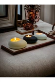 Three Drops Minimal Dekoratif Beton Tealight Mumluk 3'lü Set - 1