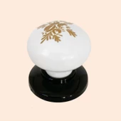 8 Adet Yasemin Kulp Beyaz Polimer Düğme Kulp Siyah Tablalı Mobilya Mutfak Dolabı Çekmece Kulbu Kulpları thumbnail 6