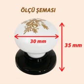 Yasemin Kulp Beyaz Polimer Düğme Kulp Siyah Tablalı Mobilya Mutfak Dolabı Çekmece Kulbu Kulpları thumbnail 2