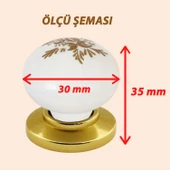 8 Adet Yasemin Kulp Beyaz Polimer Düğme Kulp Altın Tablalı Mobilya Mutfak Dolabı Çekmece Kulbu Kulpları thumbnail 2