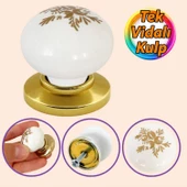 Yasemin Kulp Beyaz Polimer Düğme Kulp Altın Tablalı Mobilya Mutfak Dolabı Çekmece Kulbu Kulpları thumbnail 1