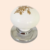 Yasemin Kulp Beyaz Polimer Düğme Kulp Krom Tablalı Mobilya Mutfak Dolabı Çekmece Kulbu Kulpları - 7