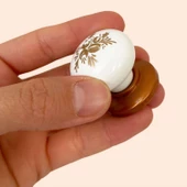 Yasemin Kulp Beyaz Polimer Düğme Kulp Bakır Tablalı Mobilya Mutfak Dolabı Çekmece Kulbu Kulpları thumbnail 3