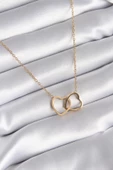 316L Çelik Gold Renk Geçmeli Kalp Model Kadın Kolye - TJ-BKO8315 - 1