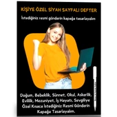 Kişiye Özel Siyah Sayfalı Defter A4-A5 (60 Sayfa) Beyaz Kalem Hediyeli - 1