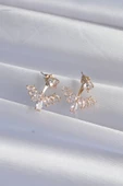 Pirinç Gold Renk Zirkon Taşlı V Model Küpe - TJ-BKP9291 - 2