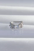 Pirinç Gümüş Renk Zirkon Taş Kaplama Earcuff Küpe - TJ-BKP9336 - 1