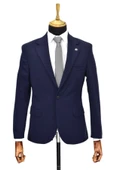 Erkek Lacivert Tek Spor Ceket Çift Yırtmaçlı BGL-ST03974 - 1