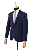 Erkek Lacivert Tek Spor Ceket Çift Yırtmaçlı BGL-ST03974 - 4