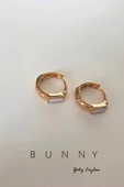 MİNE PLAKALI ALTIN KAPLAMA MİNİ HALKA KÜPE 10 MM - 7