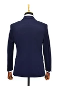 Erkek Lacivert Tek Spor Ceket Çift Yırtmaçlı BGL-ST03974 - 6