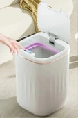 Baysa Akıllı Teknolojik Çöp Kutusu Otomatik Aç Kapat Sensörlü Mutfak Banyo Ev 20L Beyaz-Siyah - 4