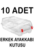 Plastik 10 Adet Şeffaf Erkek Ayakkabı Saklama Kutusu - 1