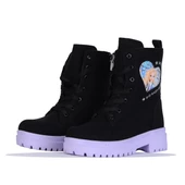 Twingo 2160 Siyah-Lila Zümrüt Kürklü Kız Çocuk Bot thumbnail 1