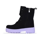 Twingo 2160 Siyah-Lila Zümrüt Kürklü Kız Çocuk Bot thumbnail 3