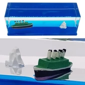 Cam Deniz İçinde Batmayan Gemi Titanik ve Buzdağı 15 cm - 5