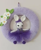 Çiçekli Tavşan Kapı Süsü Amigurumi Organik Oyuncak - 1