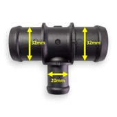 VW Audi Seat Skoda 3 Çıkışlı Radyatör Bağlantı T Borusu 32x20x32mm - 2