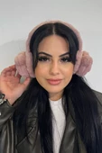 Kapalı Pembe Renk Ayıcık Figürlü Peluş Kulaklık - 1