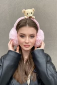 Pembe Renk Ayıcık Figürlü Peluş Kulaklık - 1