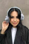 Gri Renk Ayıcık Figürlü Peluş Kulaklık - 1