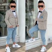 Uğurböceğiçocuk Ekose Denim Detaylı 5 Parça Erkek Çocuk Takım - 2