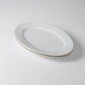 GÜRAL PORSELEN Alfa 2 Parça 30 Cm Kayık Tabak Mat Gold - 1