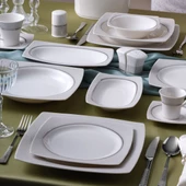 GÜRAL PORSELEN CAROLİNE 54 PARÇA 12 KİŞİLİK KARE YEMEK TAKIMI  6565 - 1