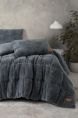 Nishev.com Evini Sev Peluş Çift Kişilik Yorgan Seti Gri - 1