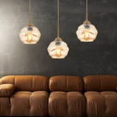 Apliqa Darko 3Lü Sıralı Eskitme Modern Sarkıt Oturma Odası Salon Sarkıt Avize thumbnail 1