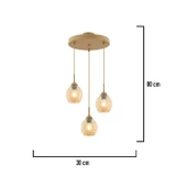 Apliqa Nino 3Lü Yuvarlak Eskitme Modern Sarkıt Oturma Odası Salon Sarkıt Avize - 4