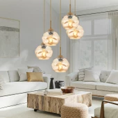 Apliqa Darko 5Li Yuvarlak Eskitme Modern Sarkıt Oturma Odası Salon Sarkıt Avize thumbnail 1