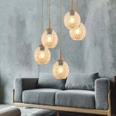 Nino 5Li Yuvarlak Eskitme Modern Sarkıt Oturma Odası Salon Sarkıt Avize thumbnail 1