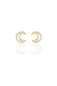 Gümüş altın yaldızlı zirkon taşlı hilal ışıltısı kadın küpe SGTL12655GOLD - 2