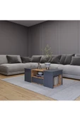 AYMOBSAN Lila Orta Sehpa 3'lü Takım Zigonlu Modern, 100 cm, Atlantik Çam - Antrasit - 1