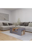 AYMOBSAN Lila Orta Sehpa 3'lü Takım Zigonlu Modern, 100 cm, Atlantik Çam - Sis Gri - 1