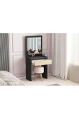 AYMOBSAN Luna Makyaj Masası, Raflı, Çekmeceli, Aynalı, Atlantik Çam - Antrasit - 2