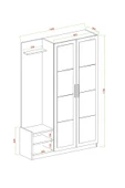 AYMOBSAN Efes 2 Kapaklı Vestiyer ,aynalı Portmanto , Ayakkabılık , Antre Beyaz-Atlantik Çam - 4