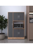AYMOBSAN RİVA 5 KAPAKLI ÇOK AMAÇLI DOLAP MUTFAK&BANYO DOLABI,KİLER A.Çam-Antrasit - 1