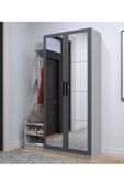 AYMOBSAN Efes 2 Kapaklı Vestiyer ,aynalı Portmanto , Ayakkabılık , Antre Sis Gri-antrasit - 3