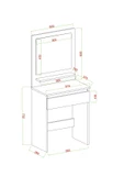 AYMOBSAN Luna Makyaj Masası, Raflı, Çekmeceli, Aynalı, Traverten - 4