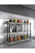 AYMOBSAN İnci Baharatlık, Mutfak Rafı, Çok Amaçlı Raf, 3 Katlı ,Metal Ayaklı, Organizer, 60 cm Mermer Desenli - 1