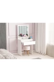 AYMOBSAN Luna Makyaj Masası, Raflı, Çekmeceli, Aynalı, Beyaz - 2