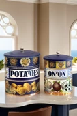La Dolce Vita Sicilya Esintili Lacivert Metal Patates Soğan Kovası & Sebzelik 28*22-25*18 (1) - 1