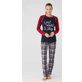 Mod Collection 3380 Pamuklu Ekose Kareli Bayan Pijama Takım - 1
