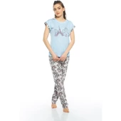 Estiva Paris Desenli Kısa Kol Viskon Bayan Pijama Takımı - 3