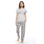 Estiva Paris Desenli Kısa Kol Viskon Bayan Pijama Takımı - 1
