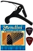 Chroma Kaliteli METAL Gitar Bağlama Saz Kaposu - Kelepçe + Mendini Klasik Gitar Tel Seti - 1