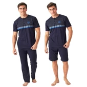 Mod Collection 3 Parça Şortlu Kısa Kol Erkek Pijama Takım - 2