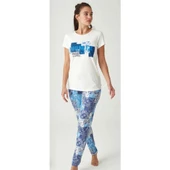 Mod Collection %100 Pamuk 0 Yaka Kısa Kol Bayan Pijama Takım thumbnail 3